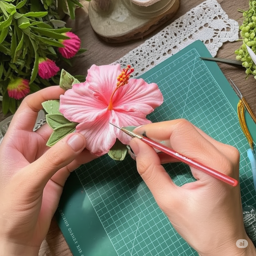 Marina, a artista por trás das esculturas, trabalhando em seu ateliê