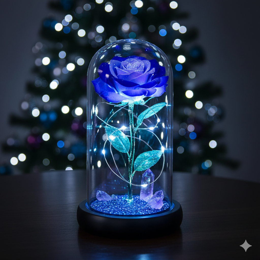 Rosa Encantada azul com cristais